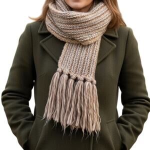 Aris Tan Striped Knit Tassel Scarf Unisex Womens One Size